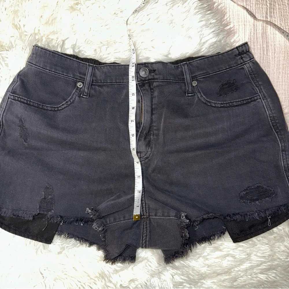 Aerie | Daydream Denim Shorts Black Distressed Frayed Hem Stretch Waist L